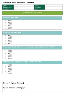 Shift Handover Checklist Form & Template