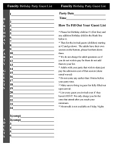 Simple Birthday Party Guest List