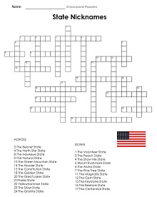 State Nickname Crossword Puzzle