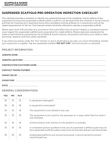 Suspended Scaffold Pre-operation Inspection Checklist