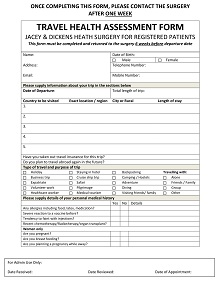 Travel Health Assessment Form