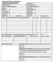 University Purchase Requisition Form