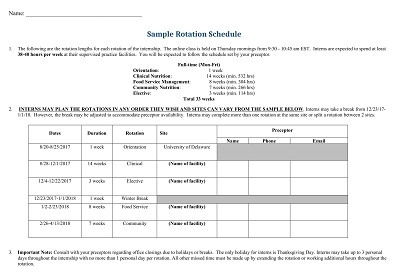 Sample Work Rotation Schedule Template