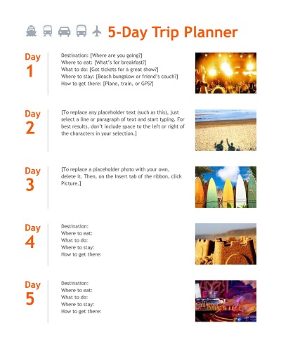 5 Day Business Trip Planner Template