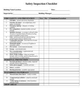 34+ Free Printable Safety Inspection Checklist Templates (PDF, Doc ...