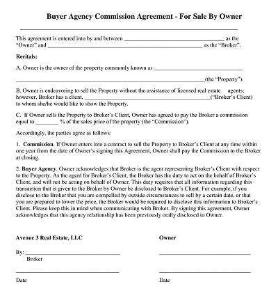 Buyer Agency Commission Agreement Template