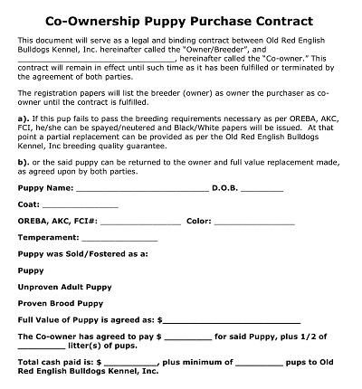 Co-Ownership Puppy Purchase Contract