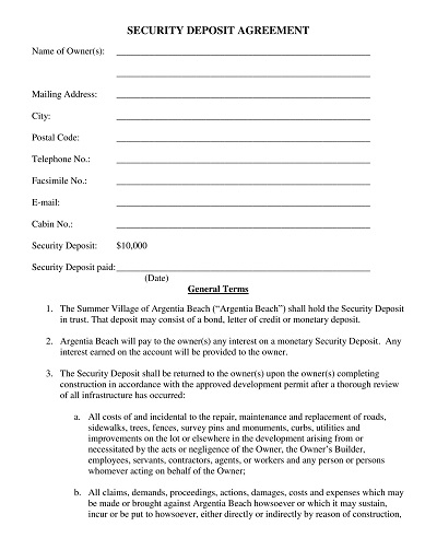 Concise Security Deposit Agreement Template