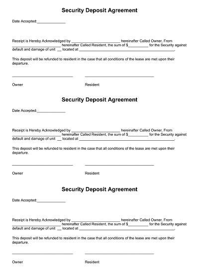Editable Security Deposit Agreement Template