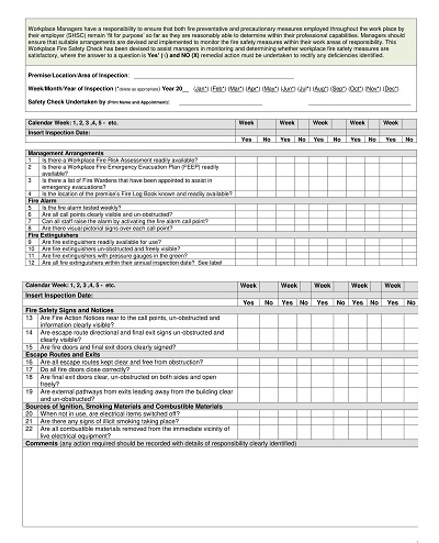 Fire Safety Inspection Checklist