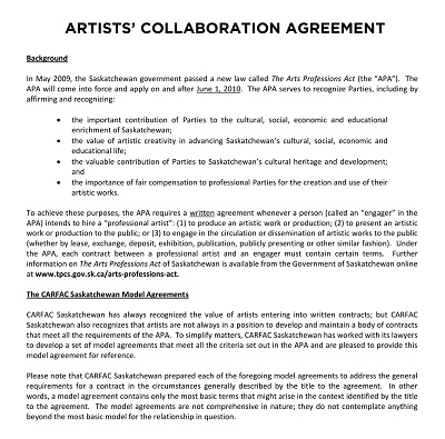 General Collaboration Agreement for Artist