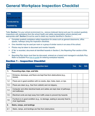 General Safety Inspection Checklist