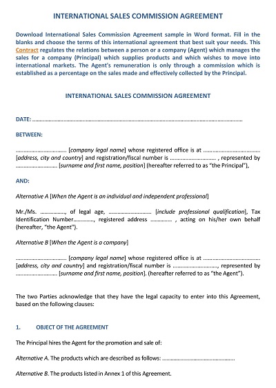 International Sales Commission Agreement Template