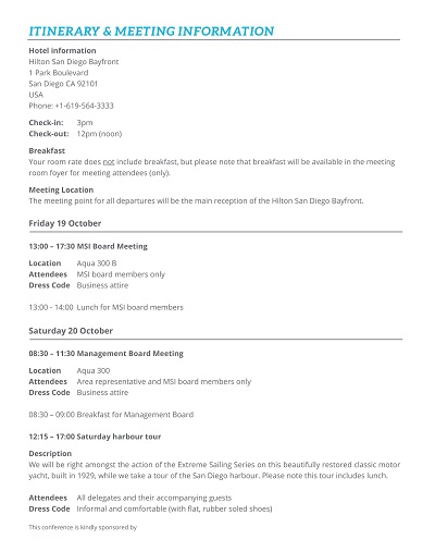 Itinerary Meeting Example PDF