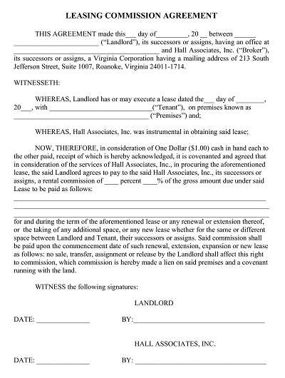Leasing Commission Agreement Template