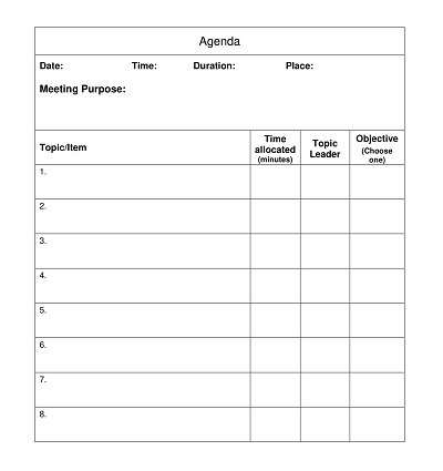 Outdoor Meeting Agenda Itinerary Template