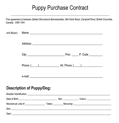 Puppy Purchase Contract Template
