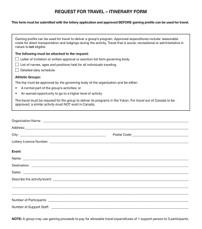 Request for Travel Itinerary Form