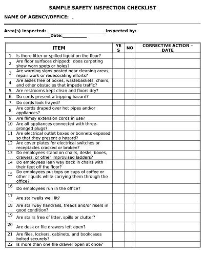 Safety Inspection Checklist DOC