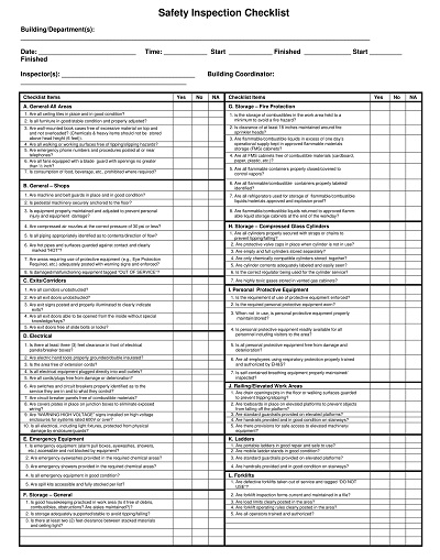Safety Inspection Checklist PDF