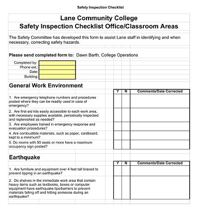 Safety Inspection Office Checklist