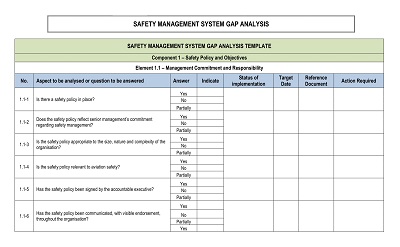 Safety Management System Gap Analysis Template