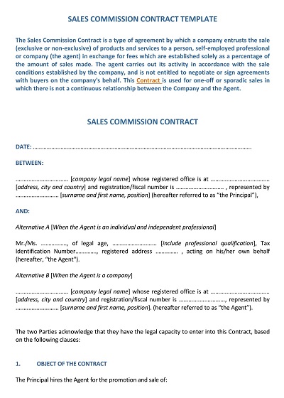 Sales Commission Contract Template