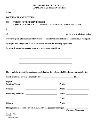 Security Deposit And Lease Agreement Form