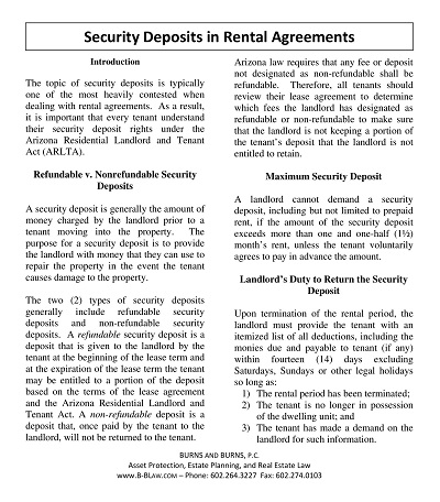Security Deposit in Rental Agreement Template
