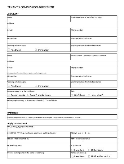 Tenant’s Commission Agreement Template