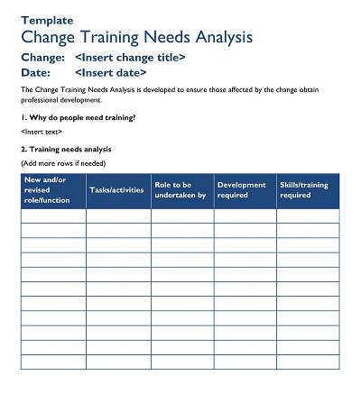Training Change Needs Analysis