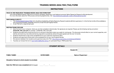 Training Needs Analysis Form Sample