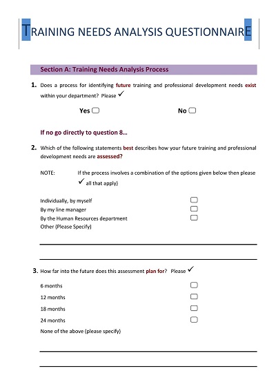 Training Needs Analysis Questionnaire Template