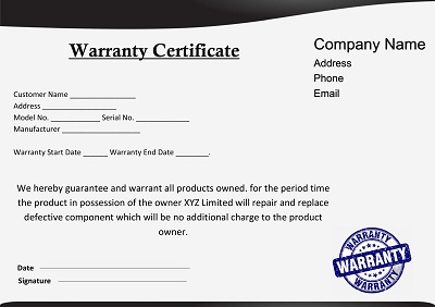 1 Year Warranty Certificate Template