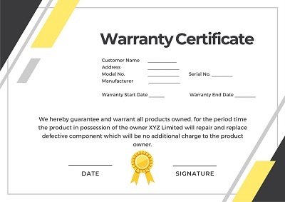2 Year Warranty Certificate Template