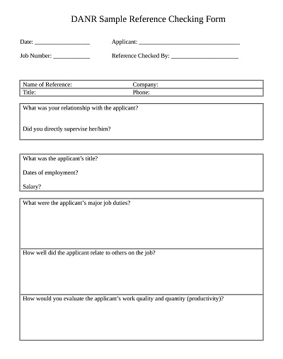 Applicant Reference Check Form