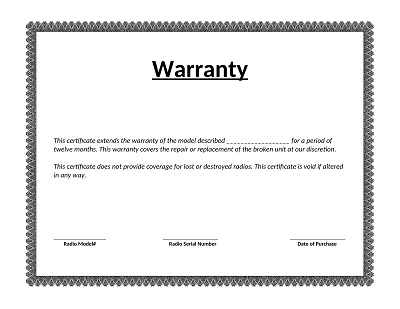 Blank Warranty Certificate Template