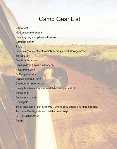 Camp Gear Checklist Template