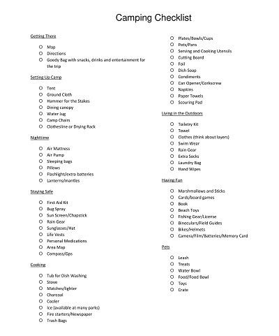 60 Free Simple Camping Checklist Templates PDF Word ExcelSHE