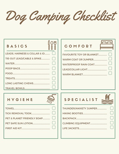 Dog Camping Checklist Template