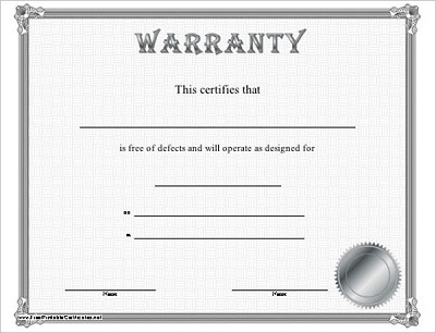 Editable Warranty Certificate Template