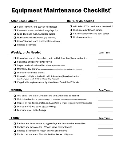 Equipment Maintenance Checklist Example