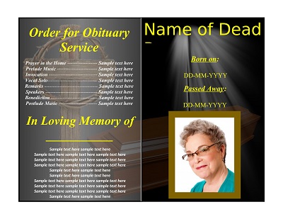 Funeral Obituary Program Card Template