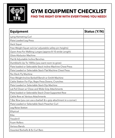 Gym Equipment Checklist Template