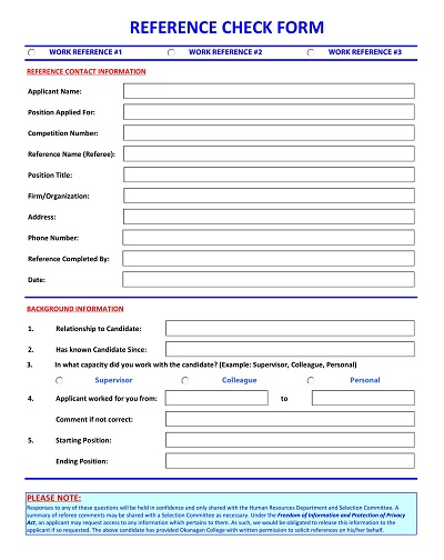 Job Competencies Reference Check Form