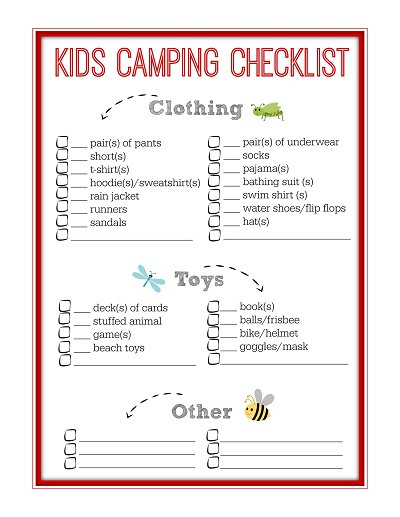 Kids Camping Checklist Template