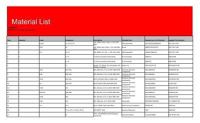 Official Material List Template Word