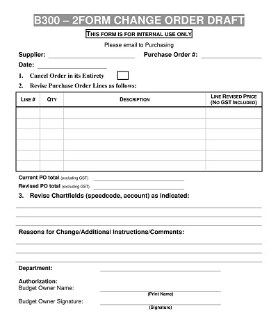 One-page Change Order Template