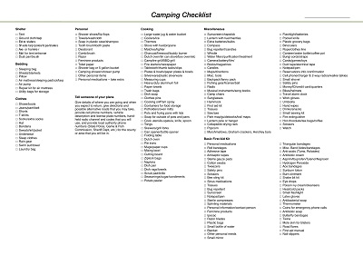 Outdoor Camping Checklist Template