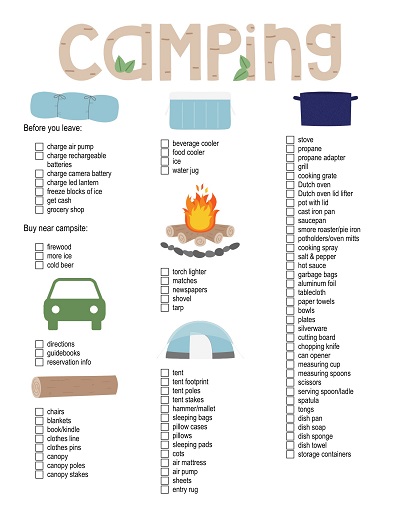 Printable Camping Checklist Format